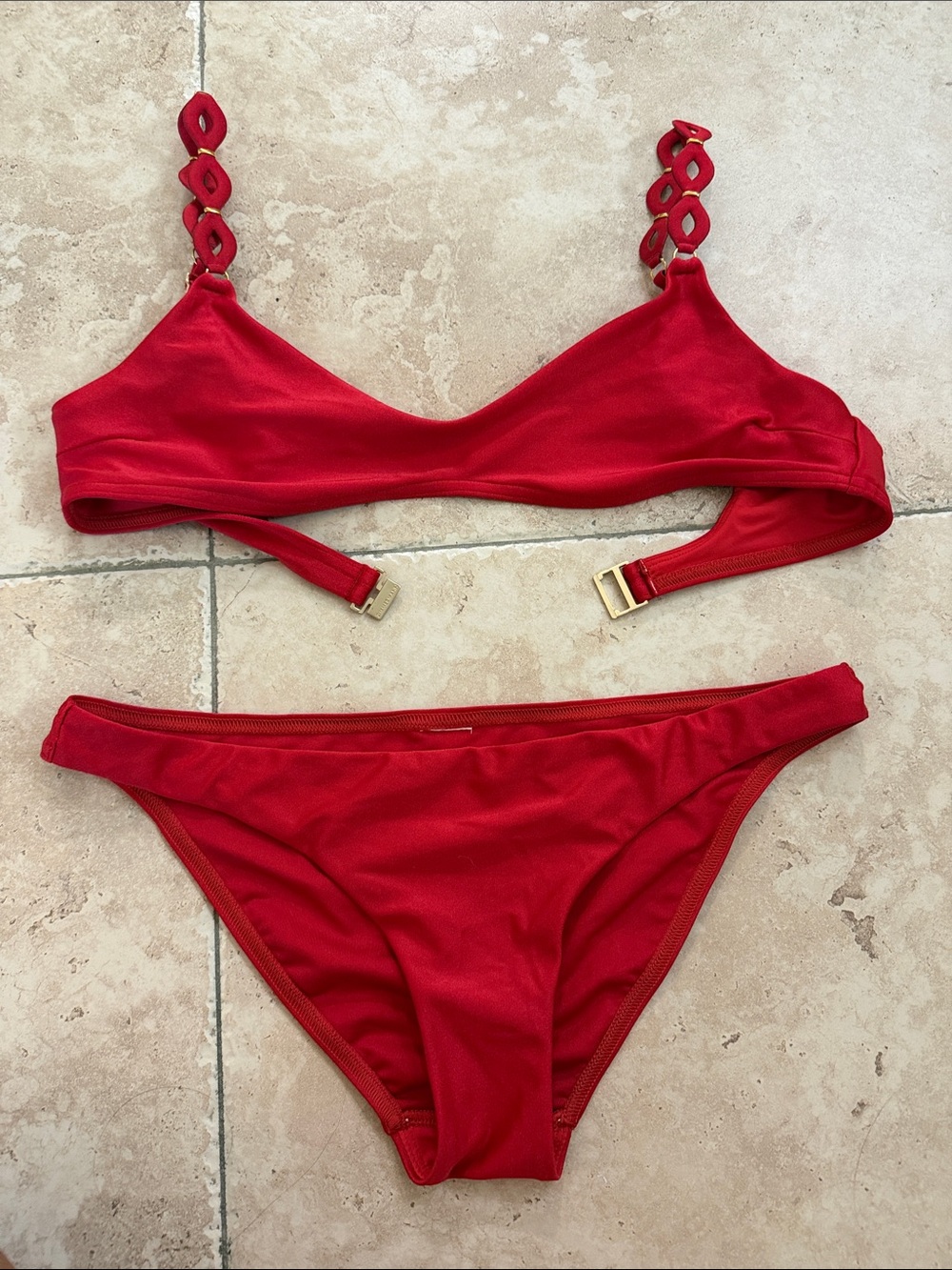 Zimmerman Red Women's Bikini Set with Decorative Straps